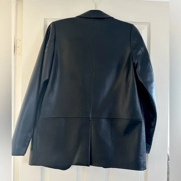 Black Zara Faux Leather Blazer, Size XS - Picture 6 of 7